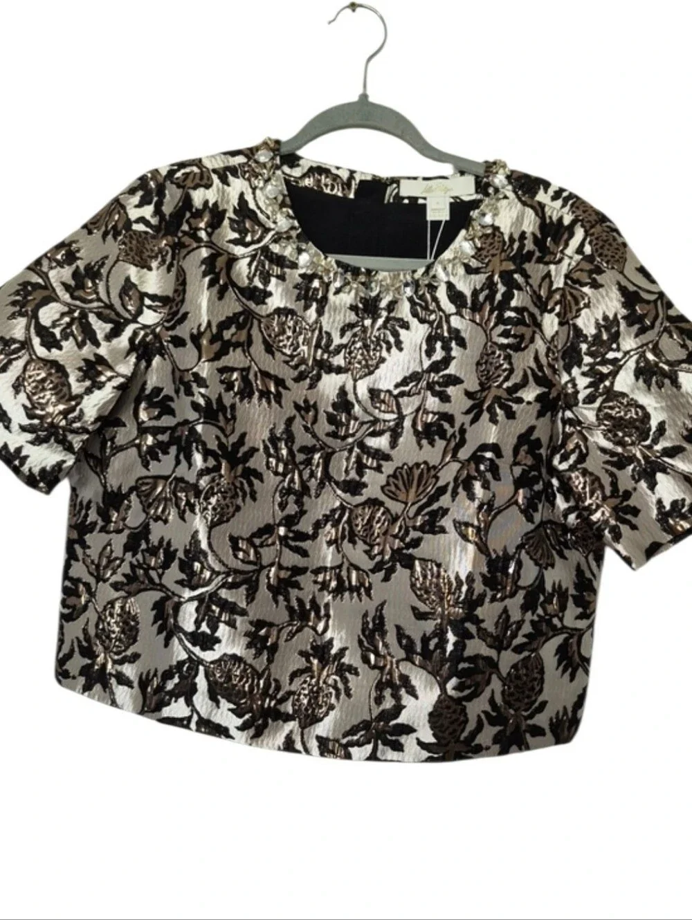 Lilly Pulitzer Folie Pineapple Metallic Jacquard Cropped Top Size 4 NWT
